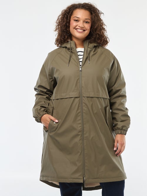 Regen-parka met capuchon en voering van imitatiebont - Kiabi