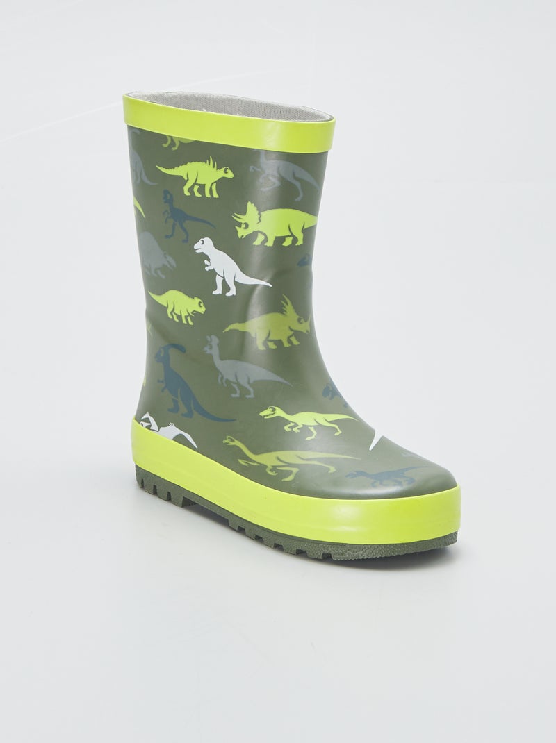 Regenlaarzen met dinosaurusprint GROEN - Kiabi