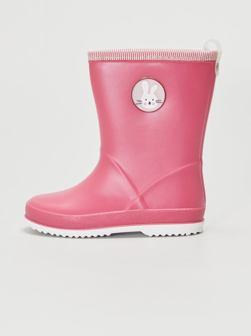 Regenlaarzen met konijntje fuchsia print - Kiabi