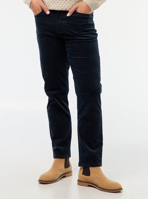 Regular-fit broek van effen velours - Kiabi