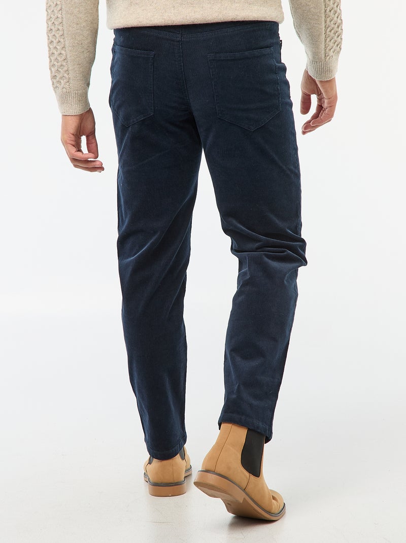 Regular-fit broek van effen velours Blauw - Kiabi
