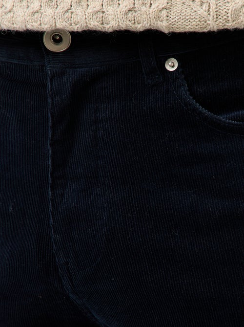 Regular-fit broek van effen velours - Kiabi