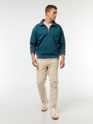 Regular-fit broek van effen velours