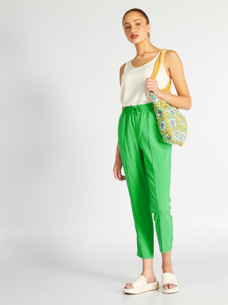 Regular-fit broek van twill, in joggingmodel GROEN - Kiabi