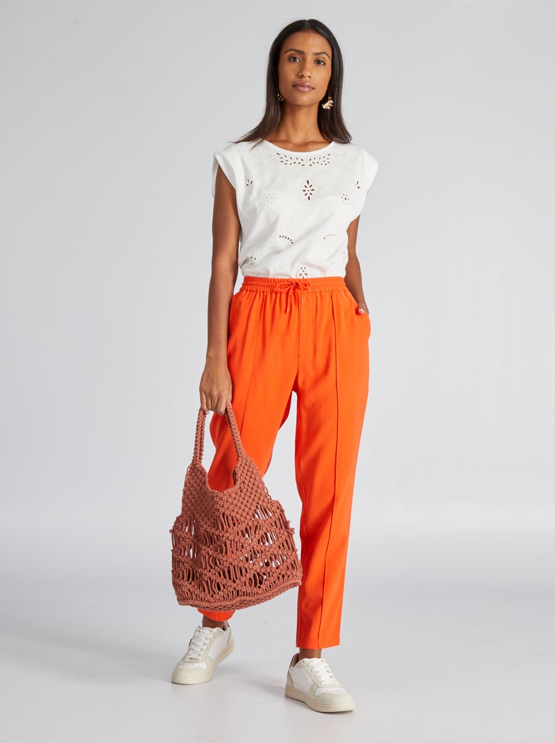 Regular-fit broek van twill, in joggingmodel ORANJE - Kiabi