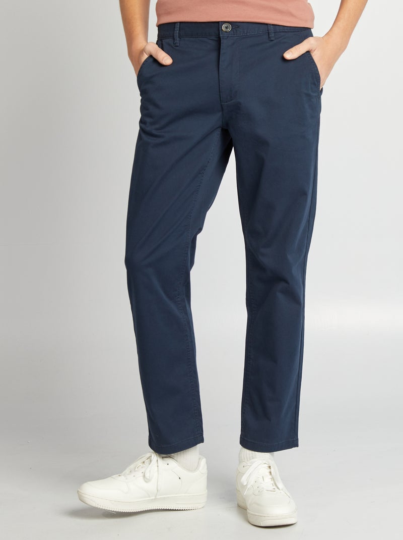 Regular-fit chino broek BLAUW - Kiabi