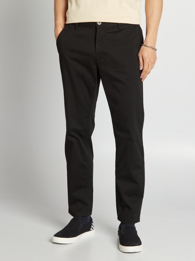 Regular-fit chino broek ZWART - Kiabi