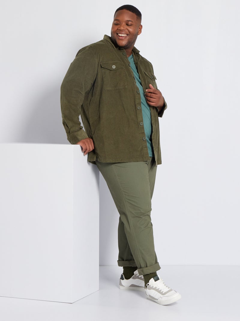 Regular-fit chino L32 donkergroen - Kiabi