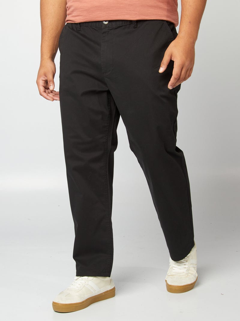 Regular-fit chino L34 zwart - Kiabi