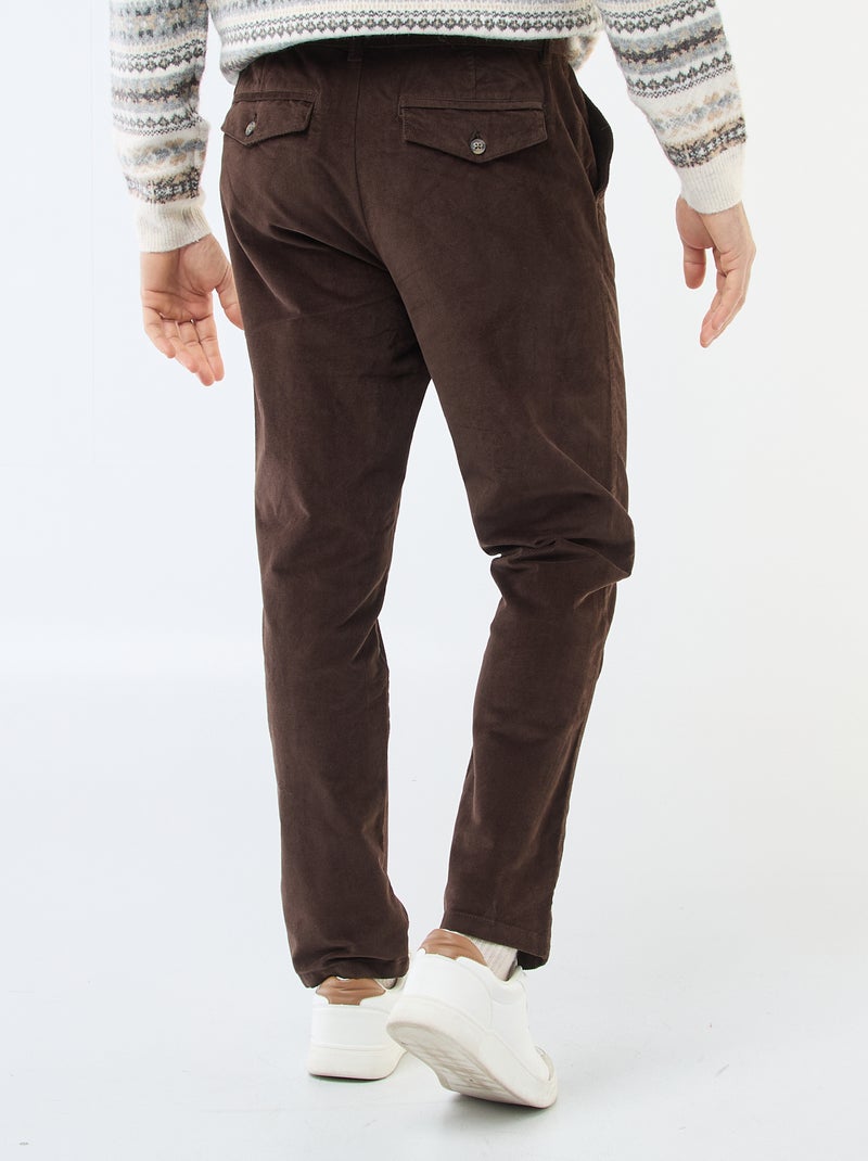 Regular fit chino van ribfluweel Bruin - Kiabi