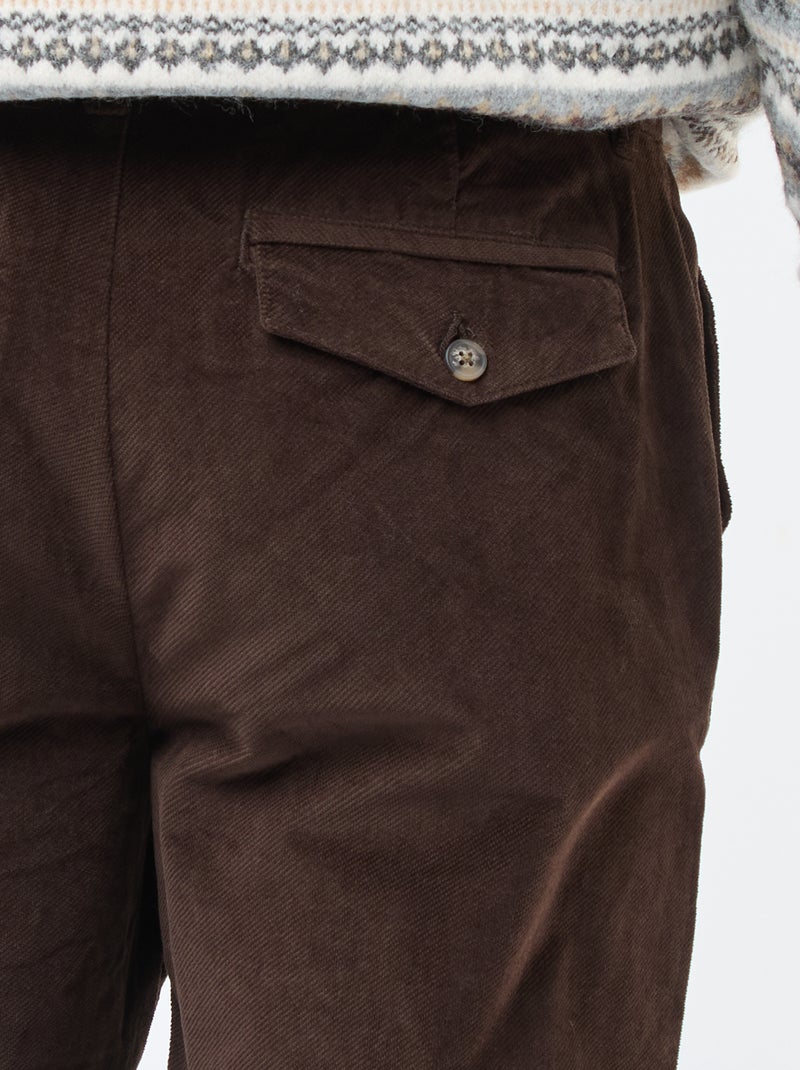 Regular fit chino van ribfluweel Bruin - Kiabi