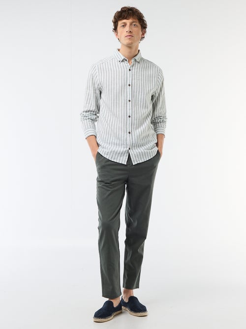 Regular fit chinobroek van gemengd linnen - Kiabi