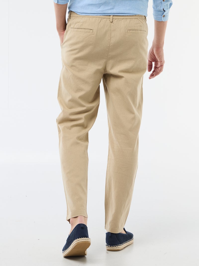Regular fit chinobroek van linnenmix Biege - Kiabi