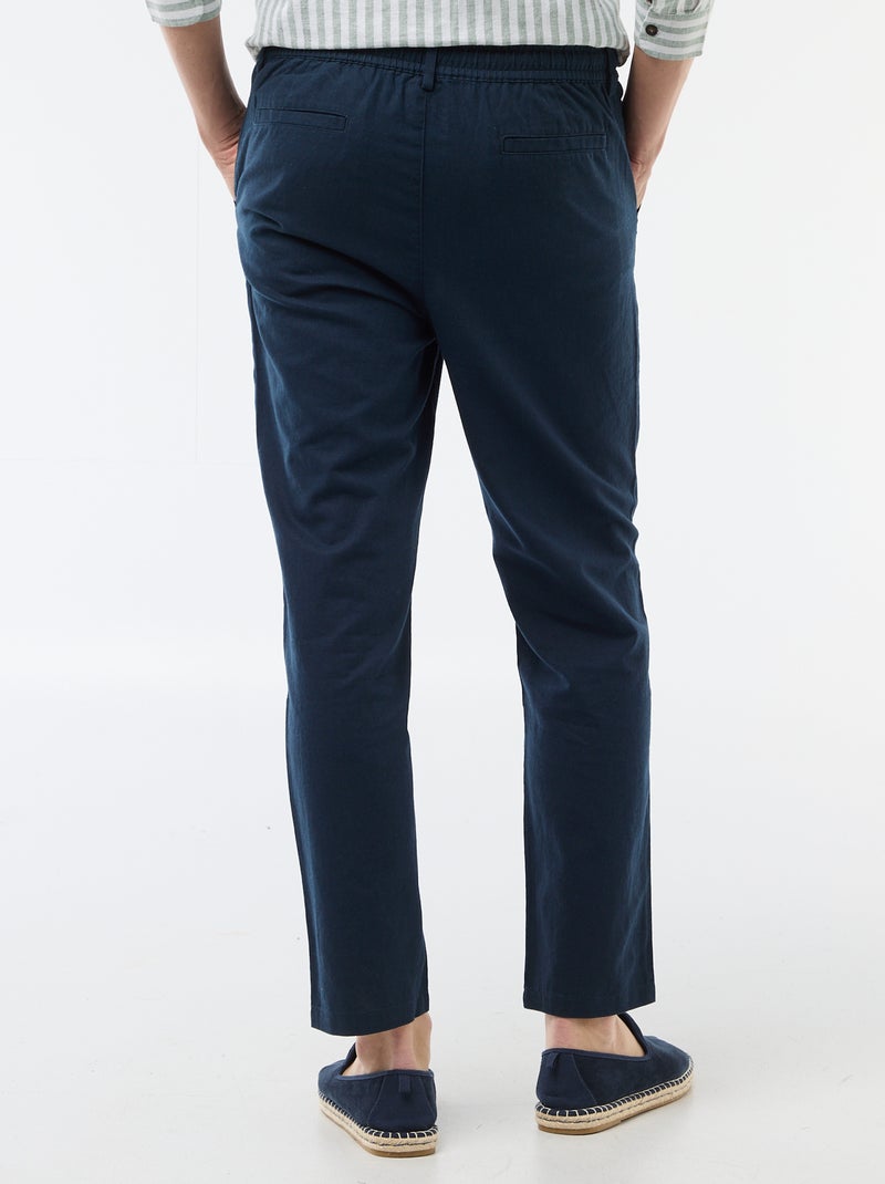 Regular fit chinobroek van linnenmix Blauw - Kiabi