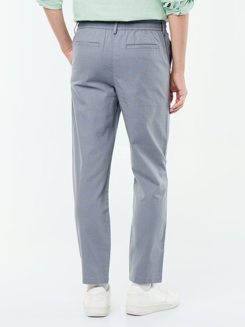 Regular fit chinobroek van linnenmix Grijs - Kiabi