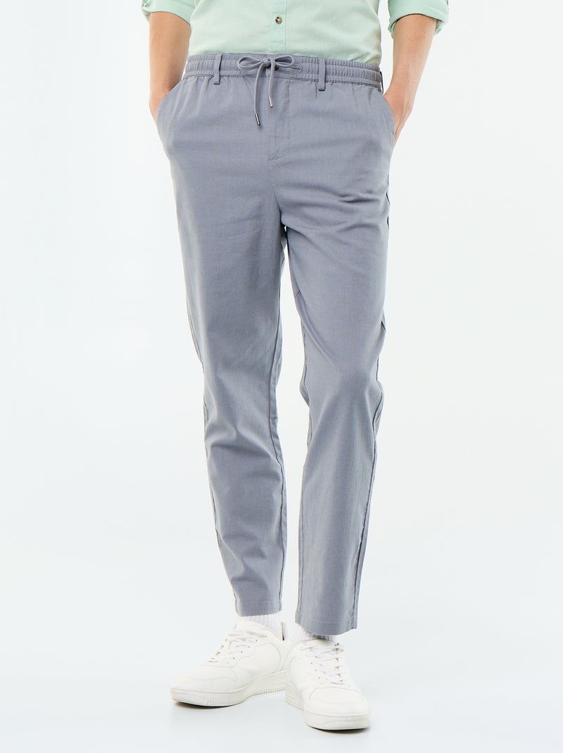 Regular fit chinobroek van linnenmix Grijs - Kiabi