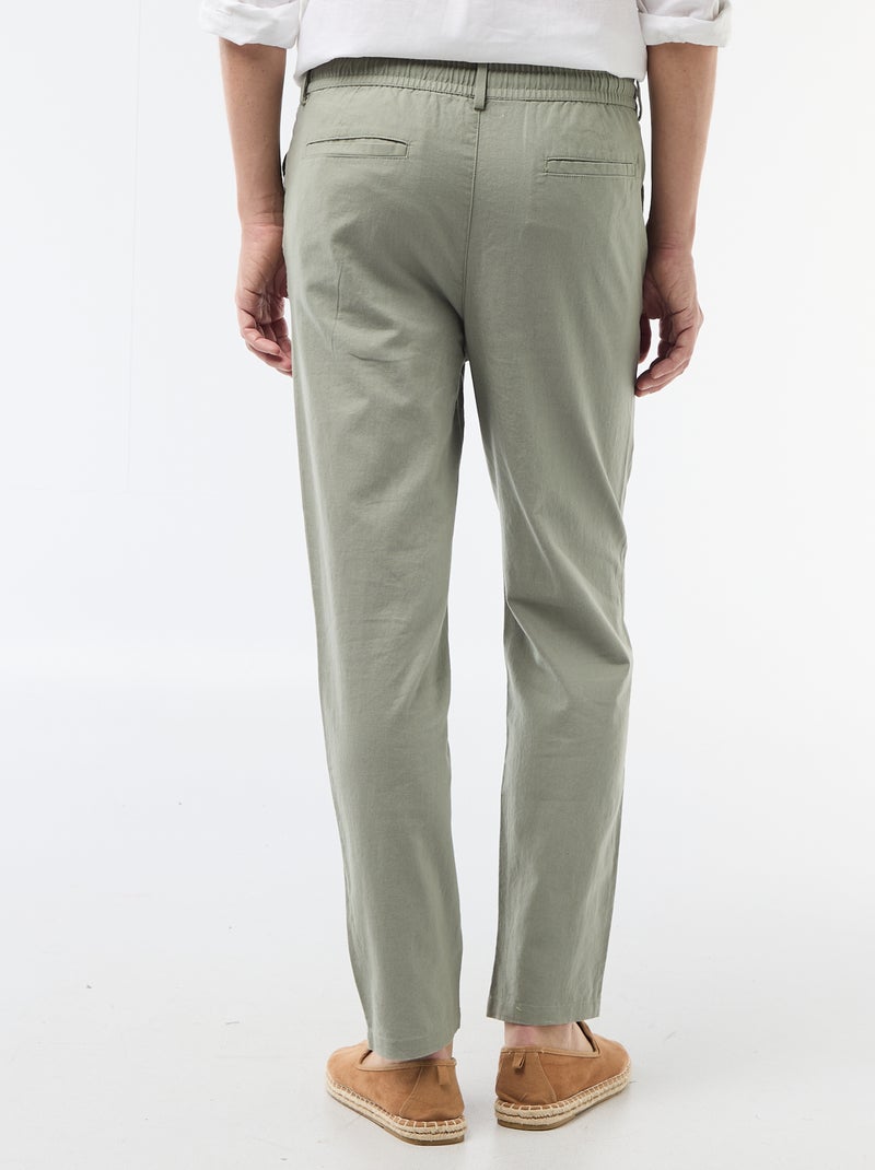 Regular fit chinobroek van linnenmix Groen - Kiabi
