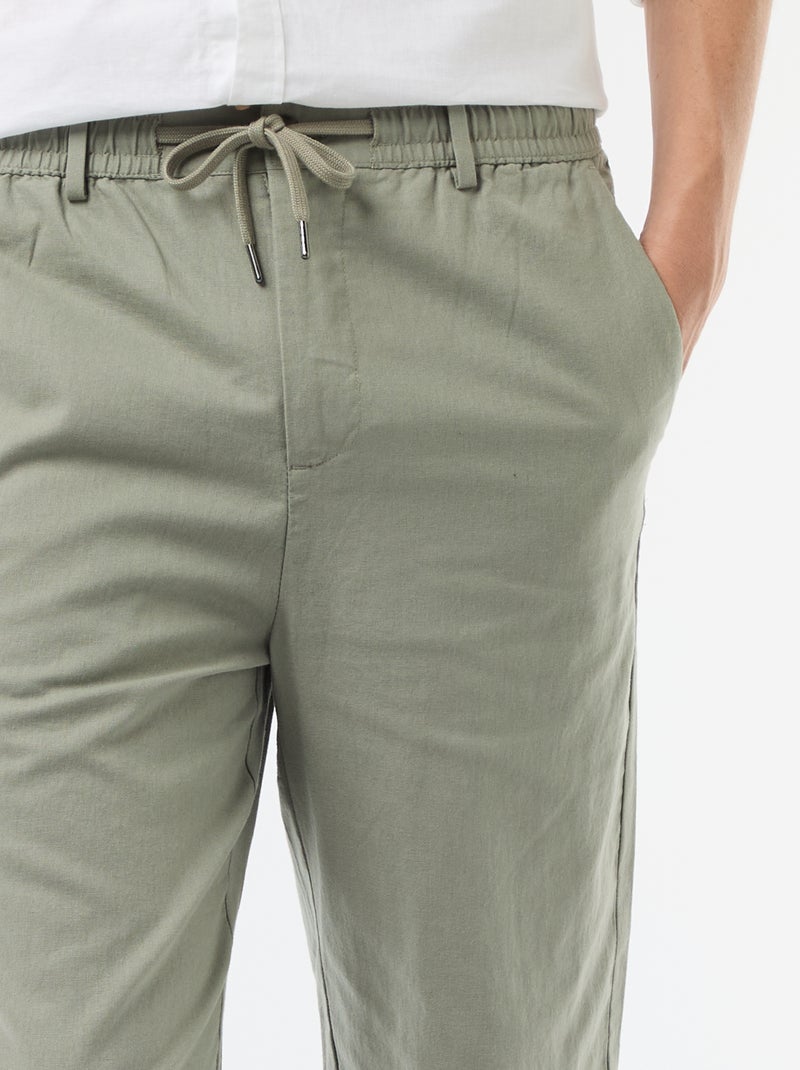 Regular fit chinobroek van linnenmix Groen - Kiabi