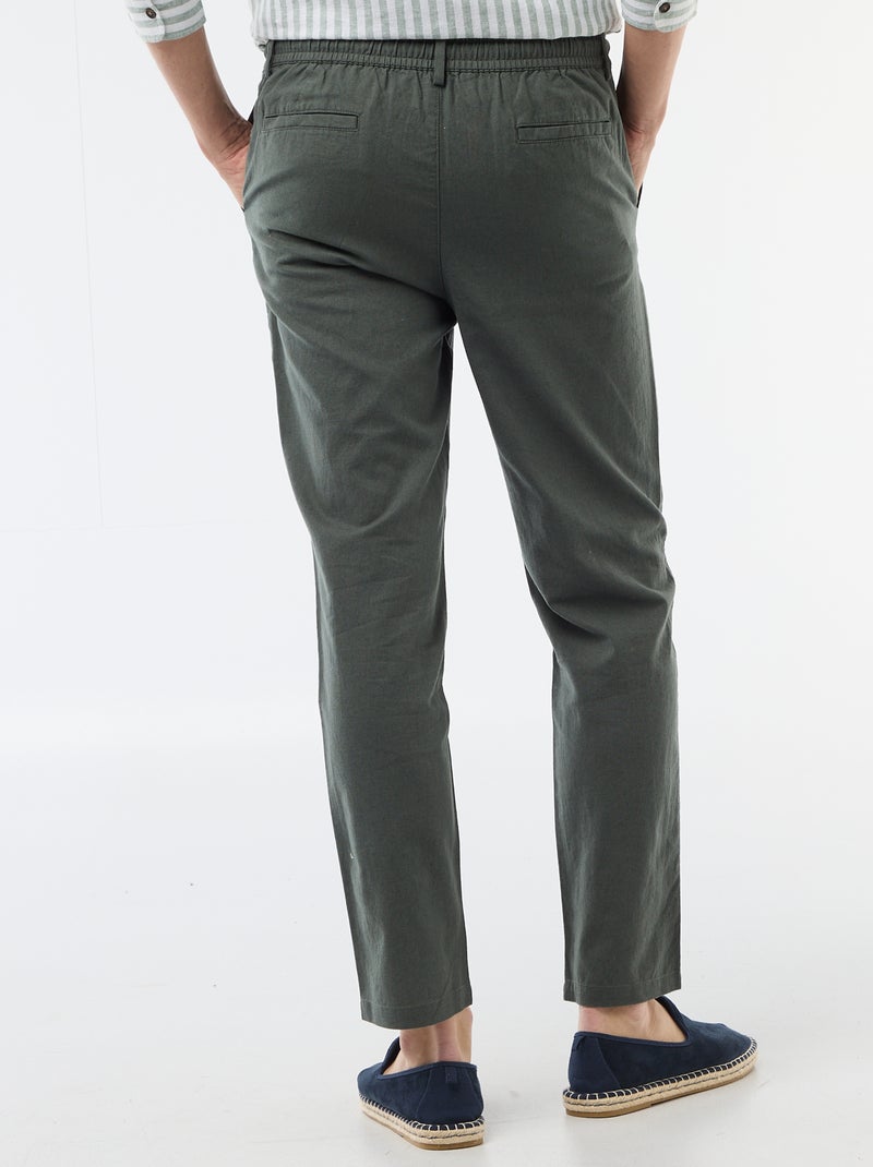 Regular fit chinobroek van linnenmix Groen - Kiabi