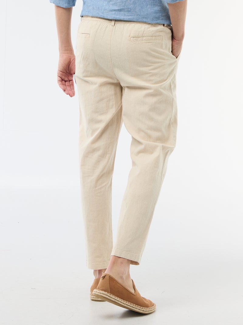 Regular fit chinobroek van linnenmix Wit - Kiabi