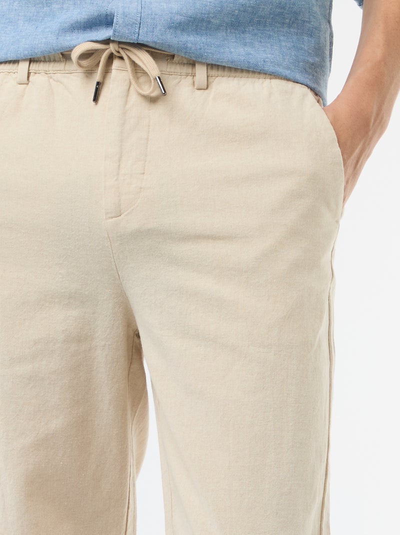 Regular fit chinobroek van linnenmix Wit - Kiabi
