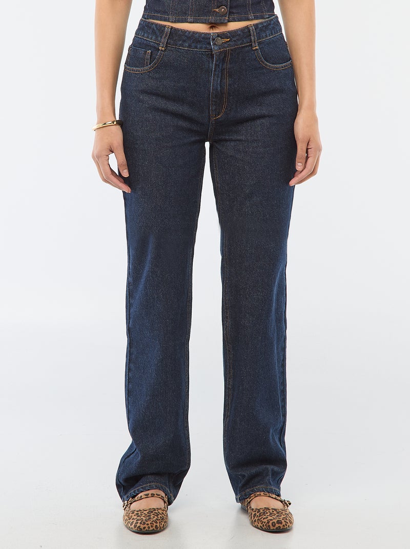 Regular fit denim broek van katoen - L34 Donkerblauw - Kiabi