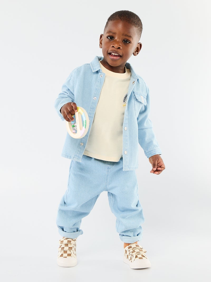 Regular fit denim hemd van katoen Blauw - Kiabi