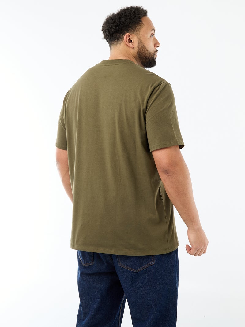 Regular-fit, effen T-shirt Kaki - Kiabi