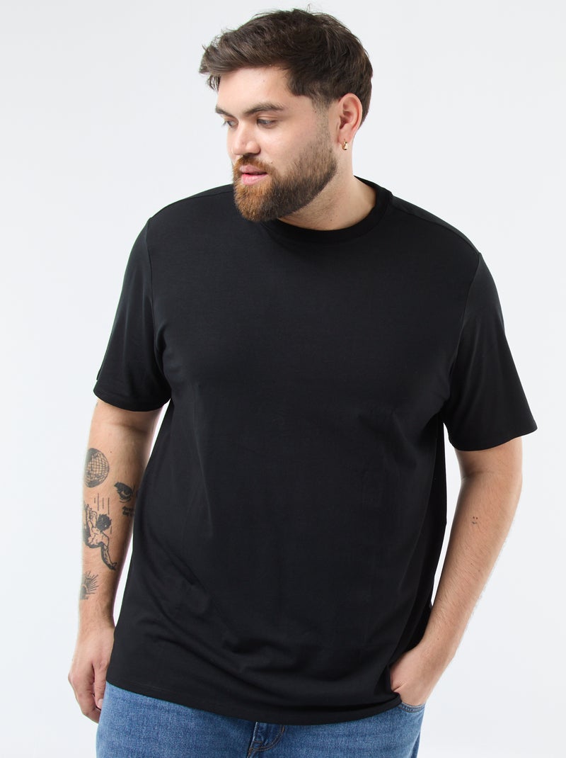 Regular-fit, effen T-shirt zwart - Kiabi