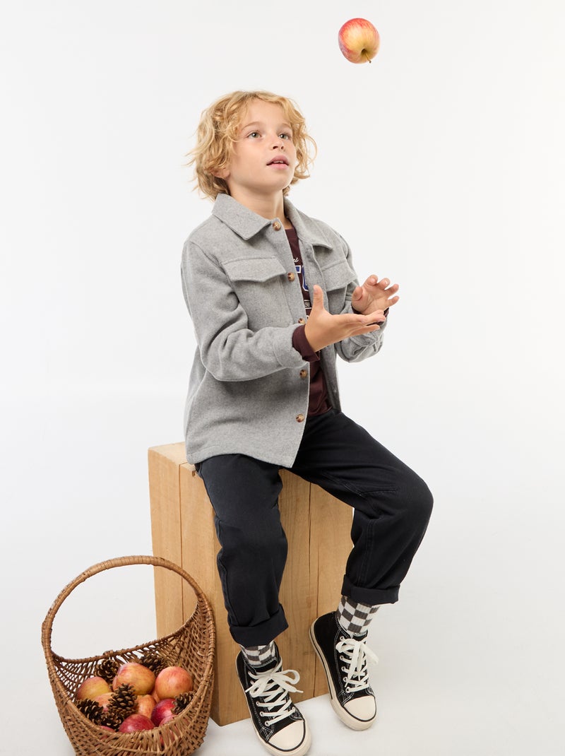 Regular-fit flanellen overhemd Grijs - Kiabi