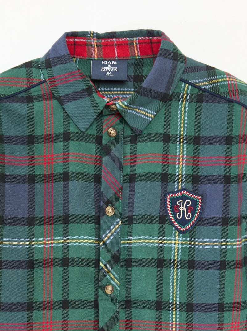 Regular fit geruit katoenen overhemd 'Kiabi & Catherine Painvin' Groen - Kiabi