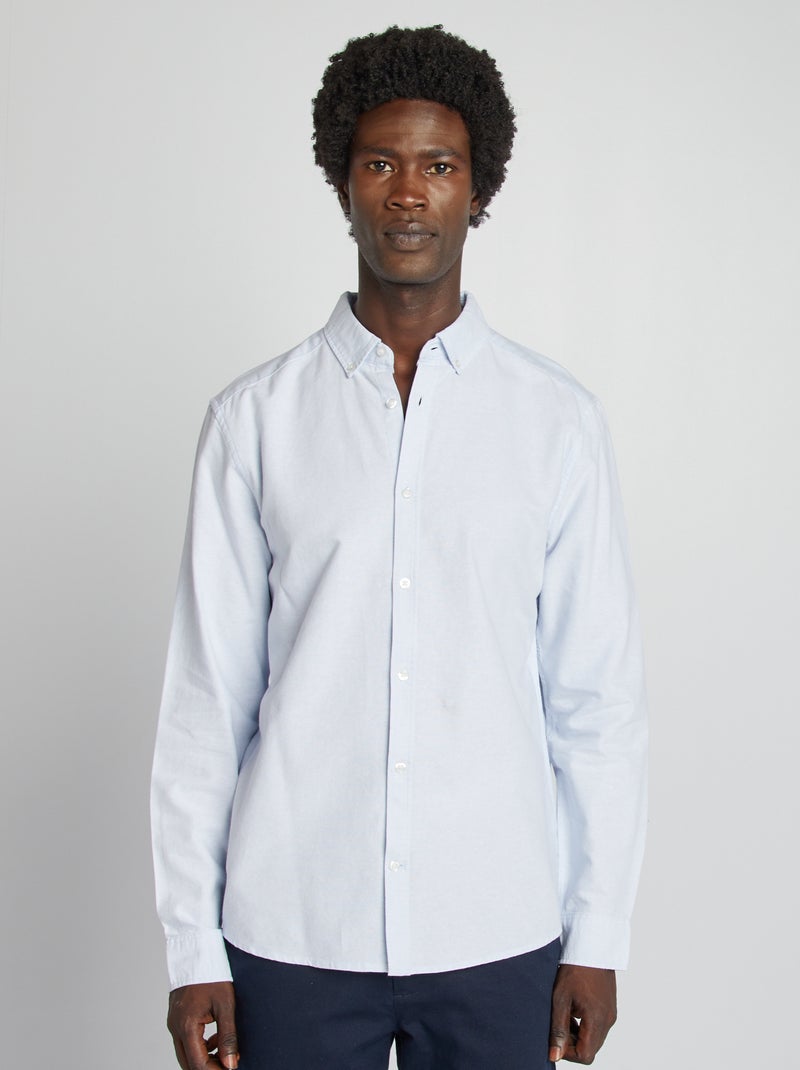 Regular-fit hemd van oxfordkatoen BLAUW - Kiabi