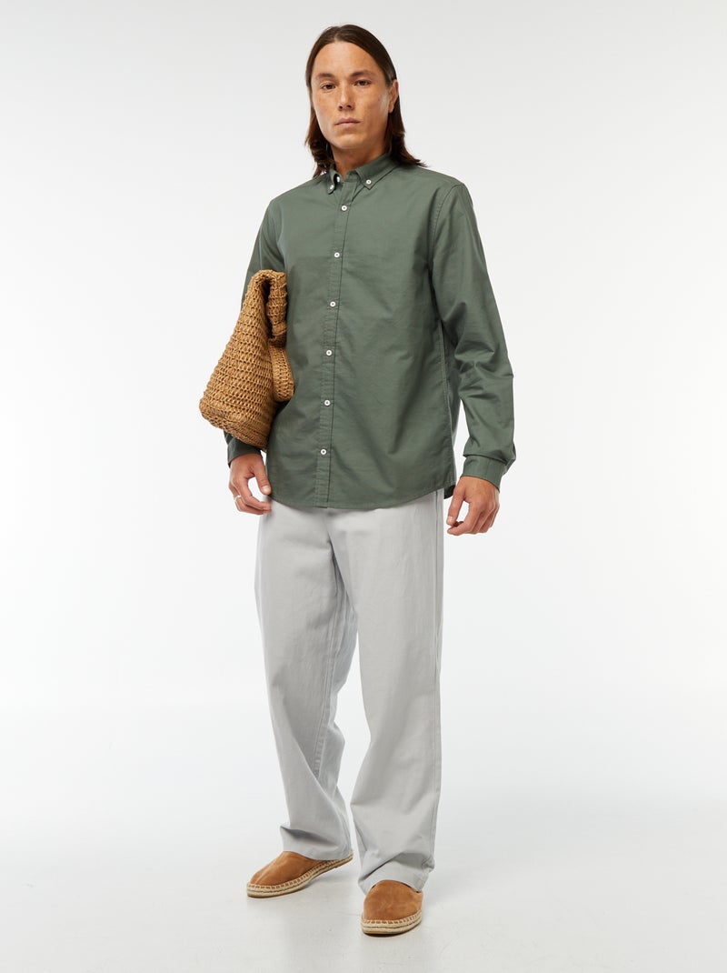 Regular-fit hemd van oxfordkatoen Groen - Kiabi