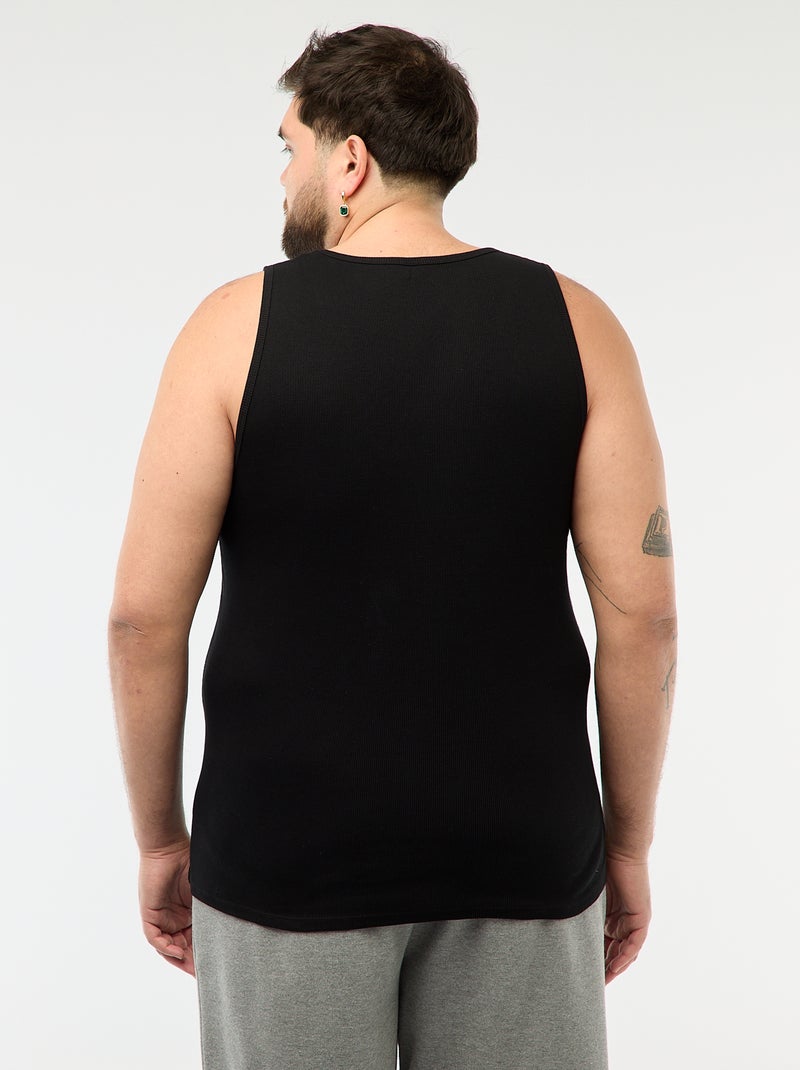 Regular fit hemd van ribtricot Zwart - Kiabi