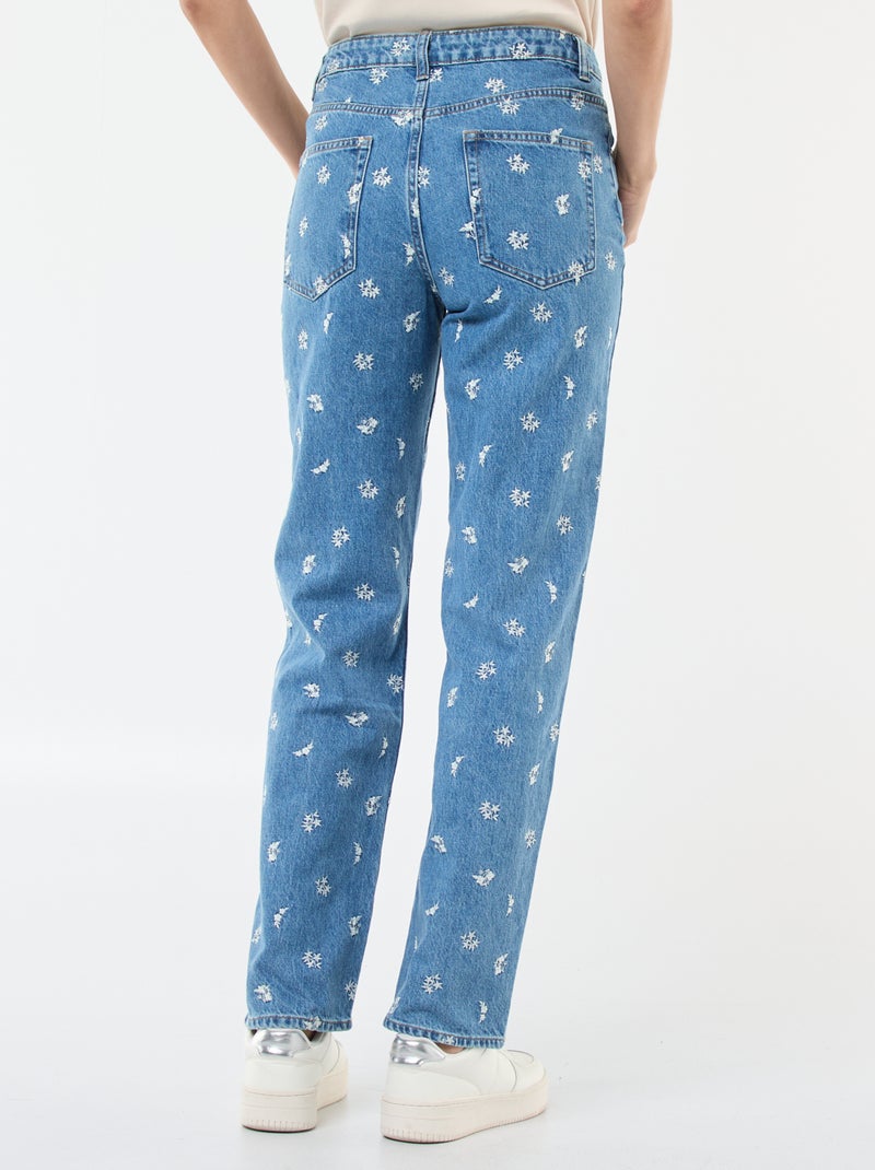 Regular fit jeans met borduursel Blauw - Kiabi