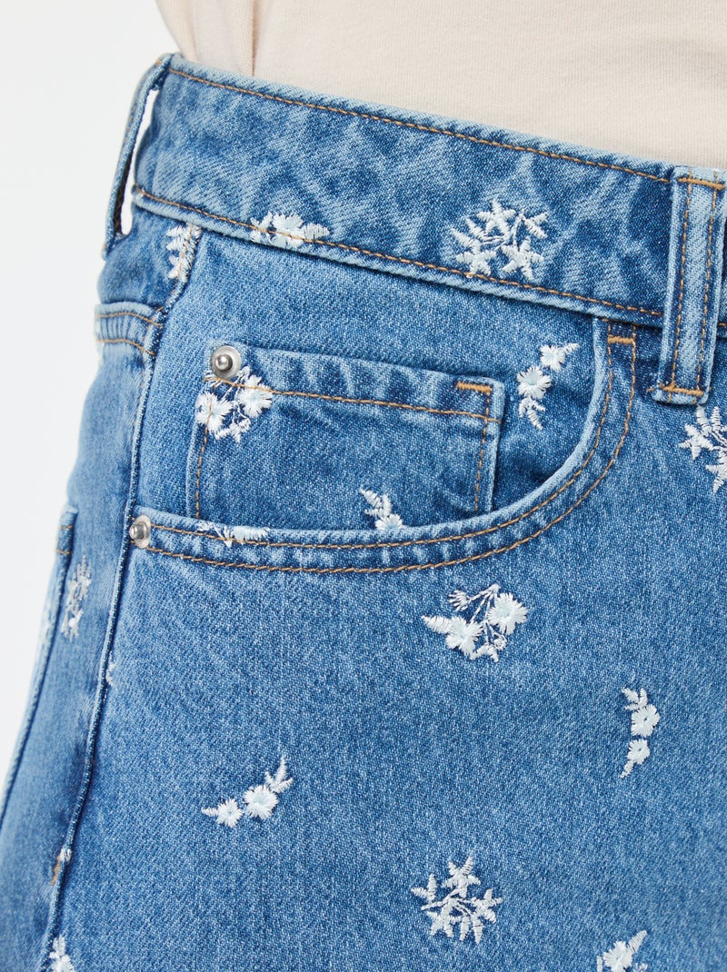 Regular fit jeans met borduursel Blauw - Kiabi