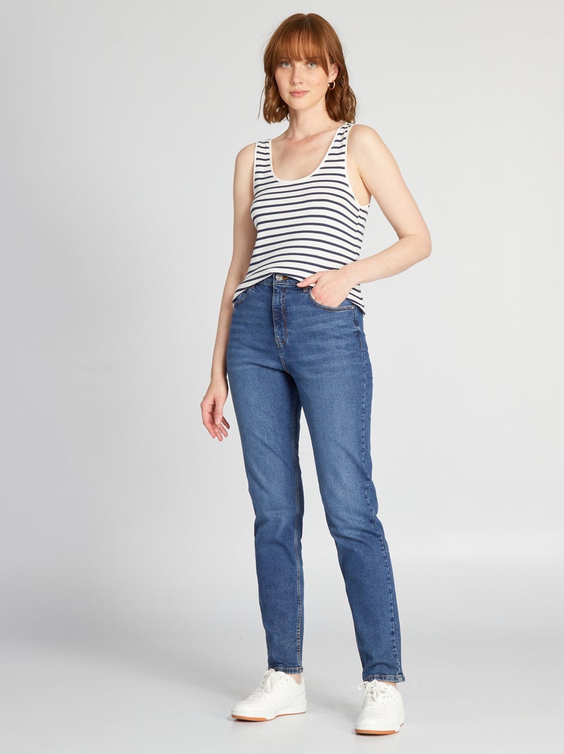 Regular-fit jeans met hoge taille 38/28L BLAUW - Kiabi