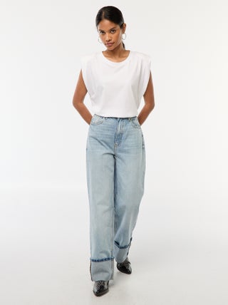 Regular-fit jeans met hoge taille en brede omslag