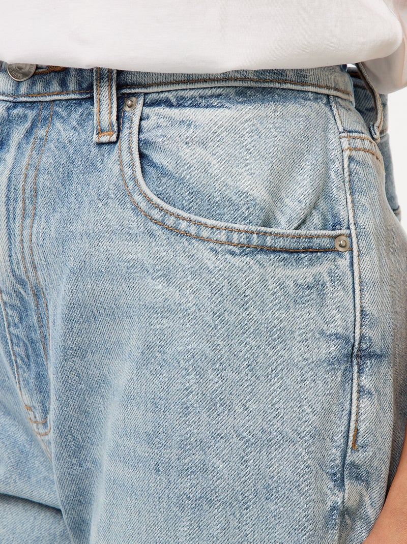 Regular-fit jeans met hoge taille en brede omslag Blauw - Kiabi