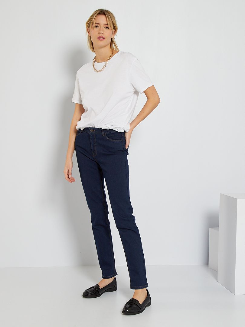 Regular-fit jeans met hoge taille L30 BLAUW - Kiabi