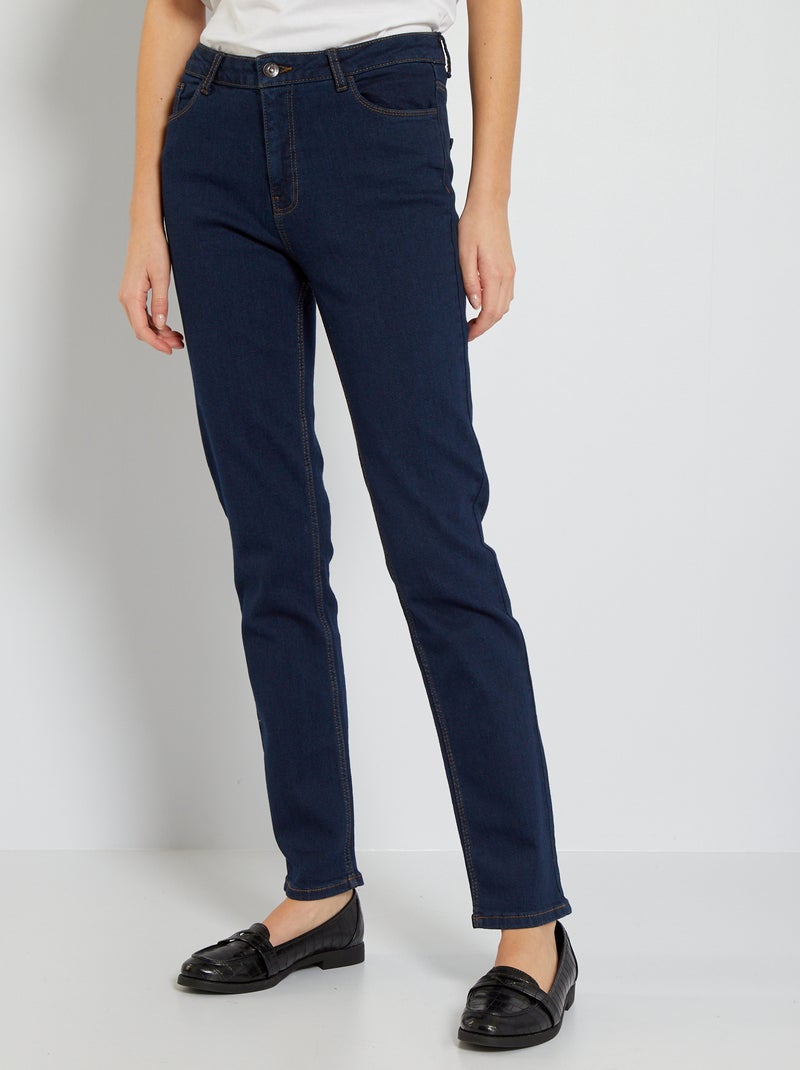 Regular-fit jeans met hoge taille L30 BLAUW - Kiabi