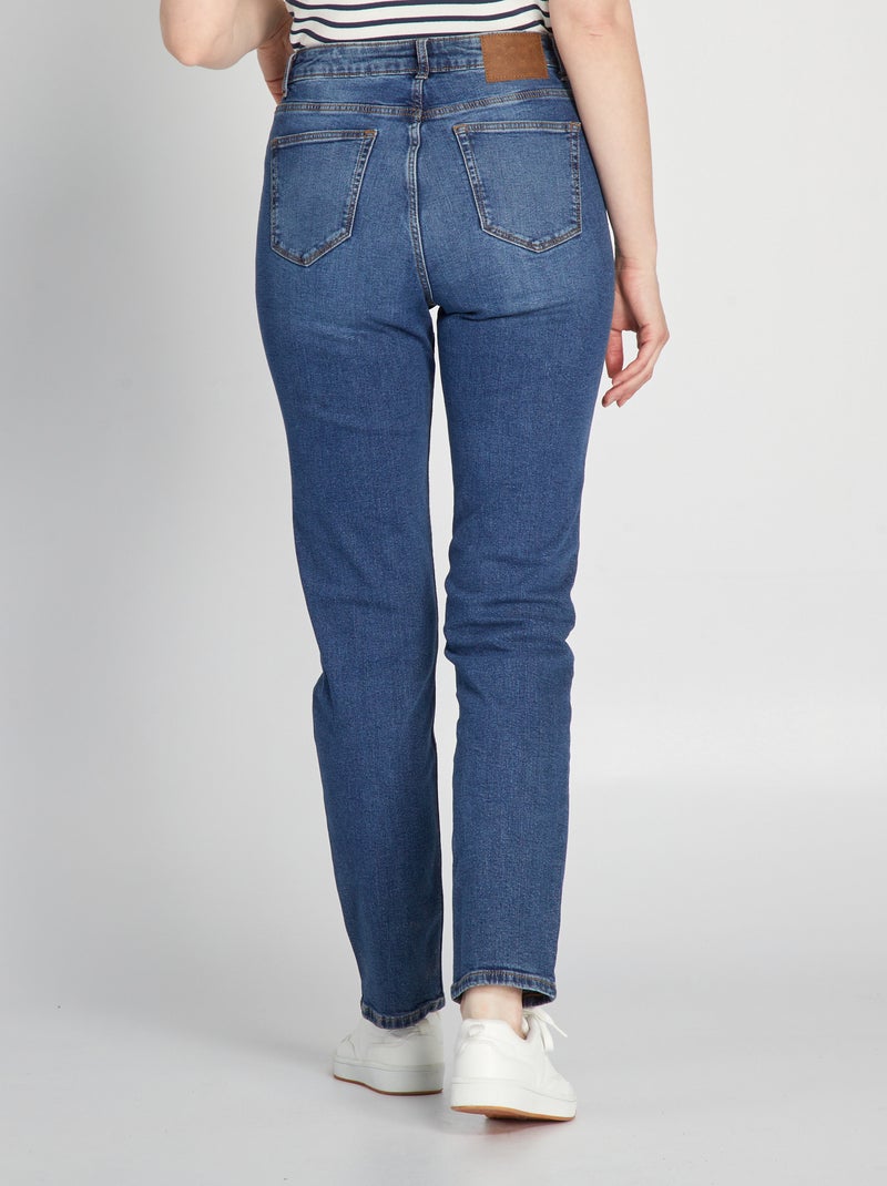 Regular-fit jeans met hoge taille L34 BLAUW - Kiabi