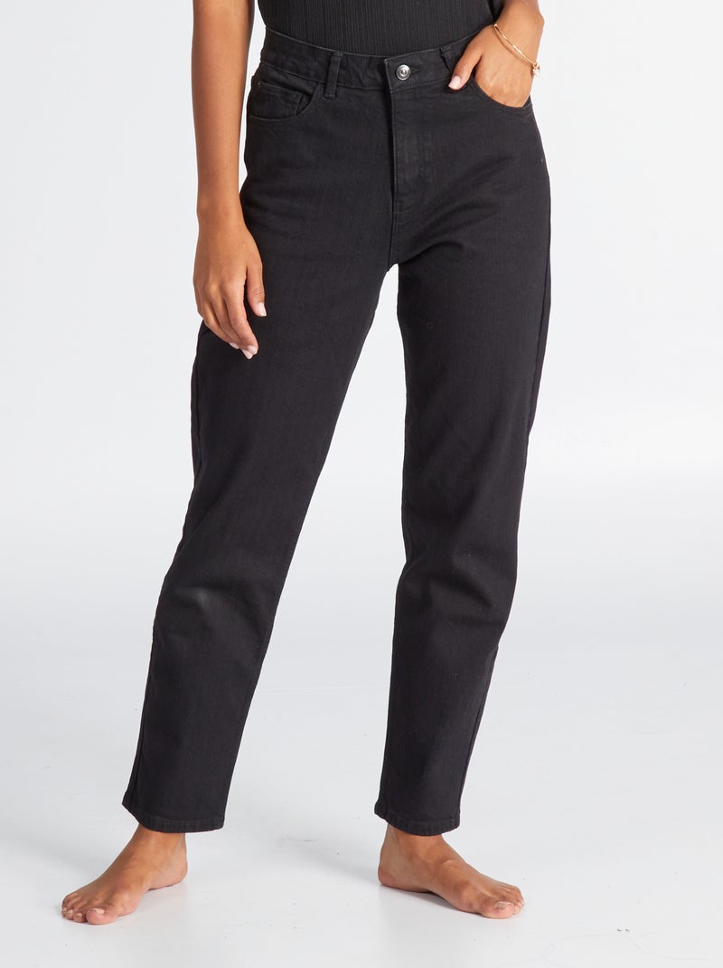 Regular-fit jeans met hoge taille L34 ZWART - Kiabi