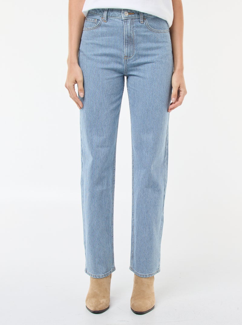 Regular fit jeans met katoenen strepen Blauw - Kiabi