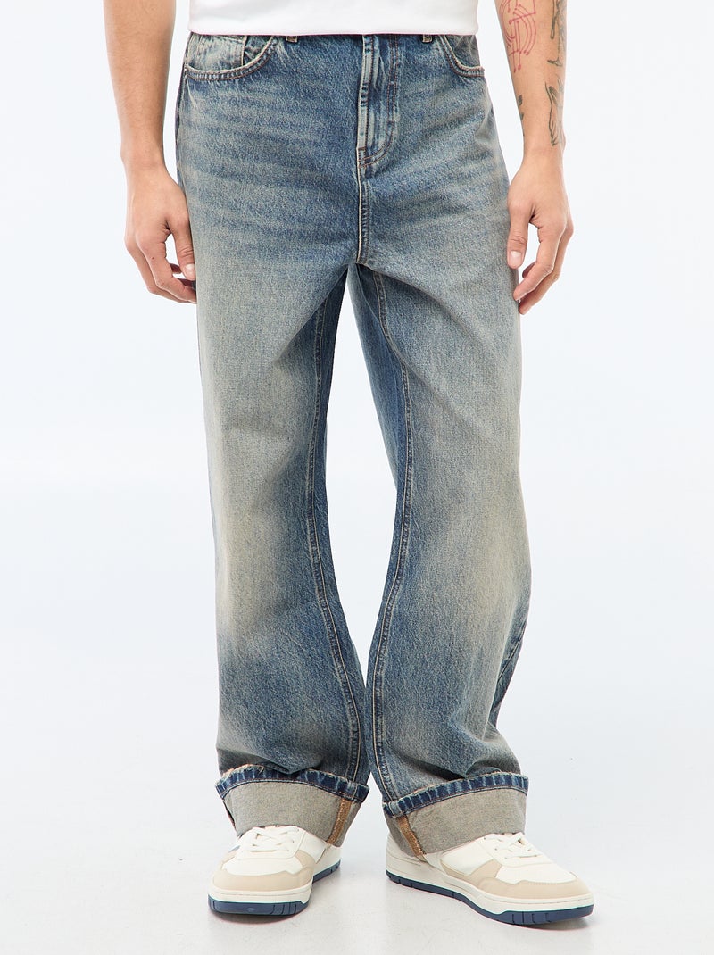 Regular fit jeans met omslag - L32 Blauw - Kiabi