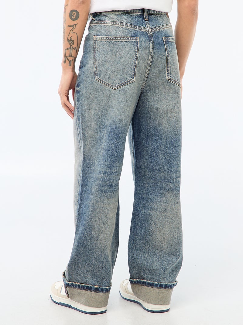 Regular fit jeans met omslag - L32 Blauw - Kiabi