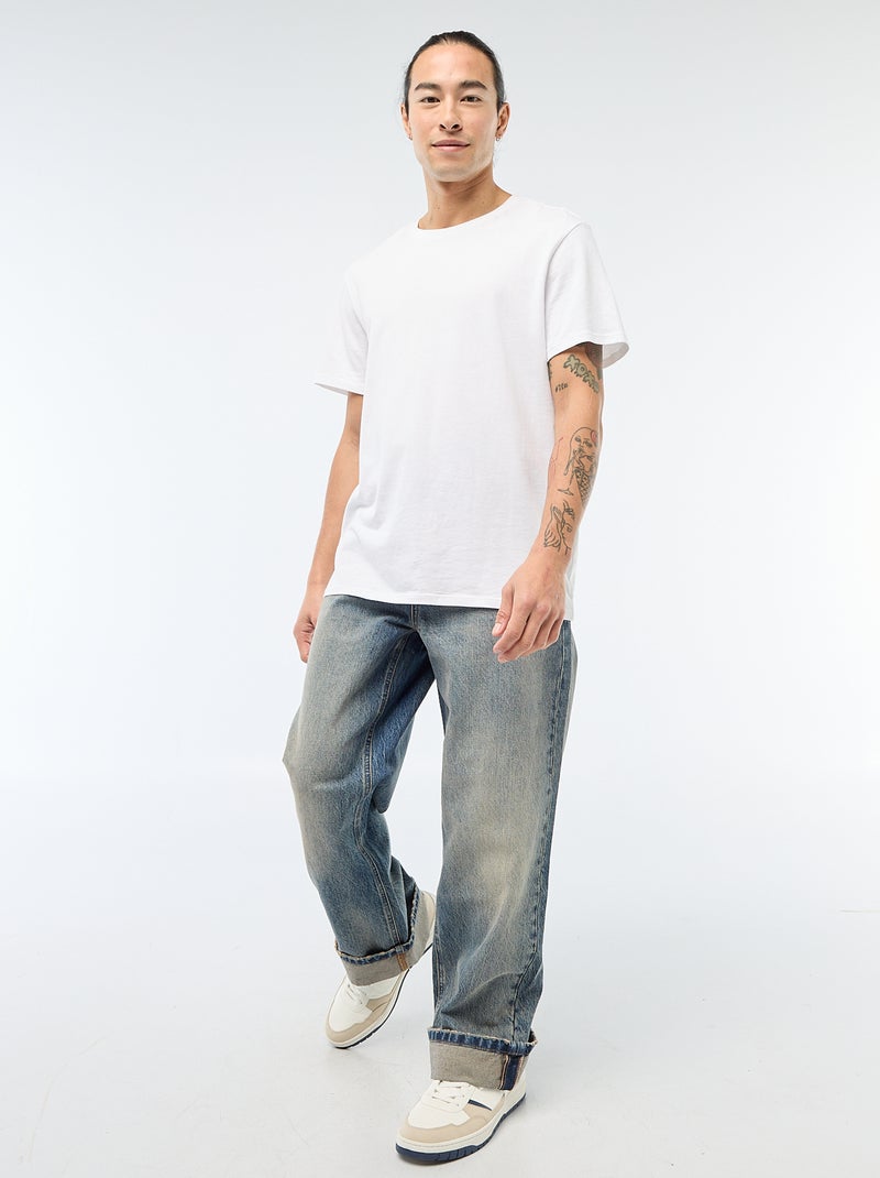 Regular fit jeans met omslag - L32 Blauw - Kiabi