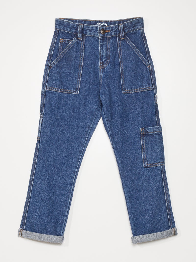 Regular-fit jeans met zakken aan weerszijden BLAUW - Kiabi