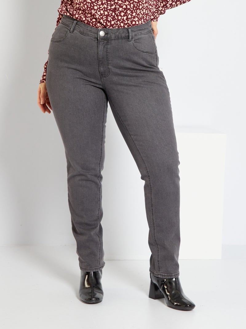 Regular-fit jeans van stretchdenim GRIJS - Kiabi