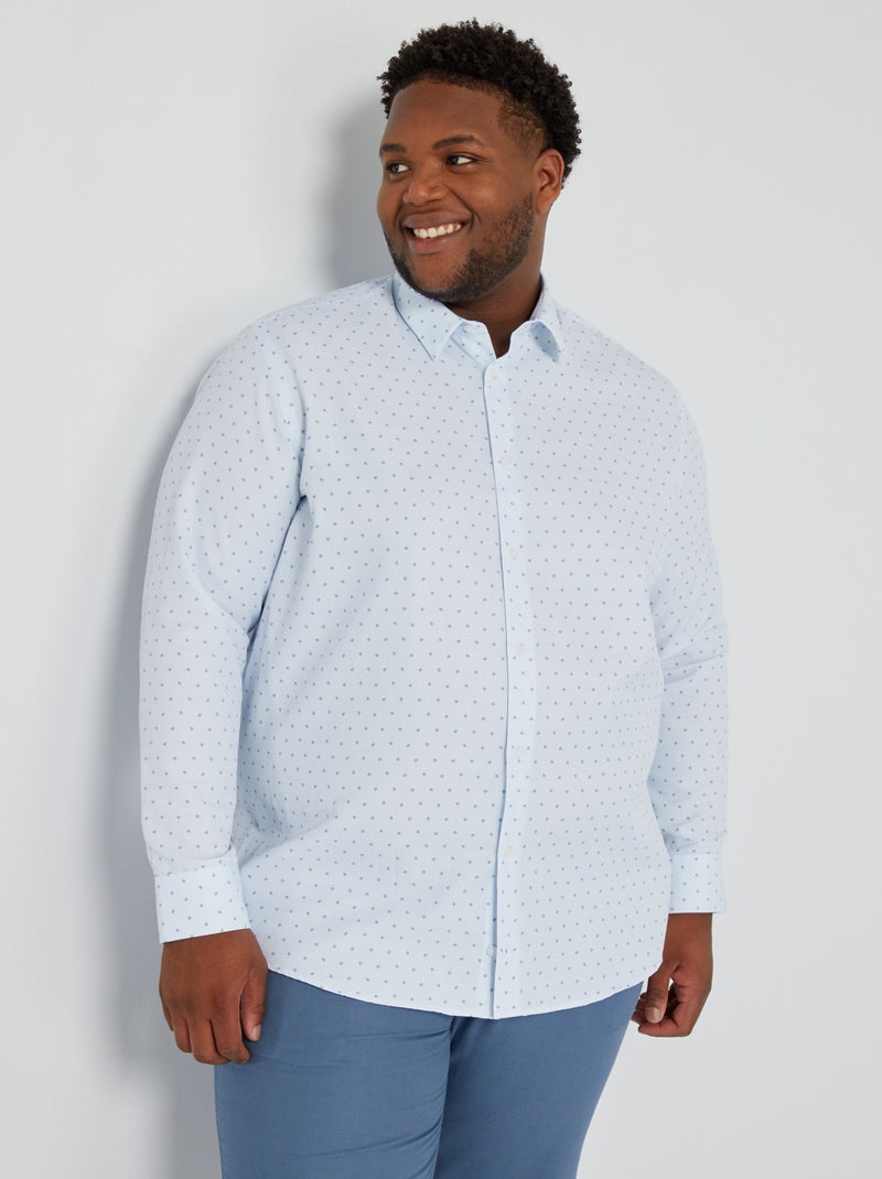 Regular-fit overhemd met lange mouw BLAUW - Kiabi